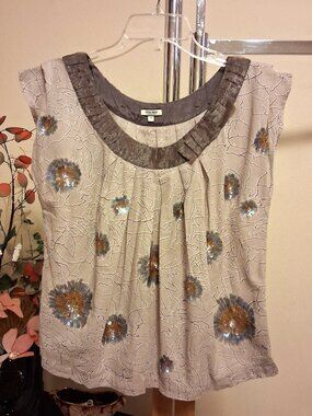 NWOT Women's Noa Noa Cap Sleeve Pleated Summer Top Casual Tank Tops 10